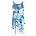 thumbnail image 4 of Boho Sundresses for Women Sleeveless Summer Beach Dresses Floral Print U Neck A Line Spaghetti Straps Mini Dresses, 4 of 5