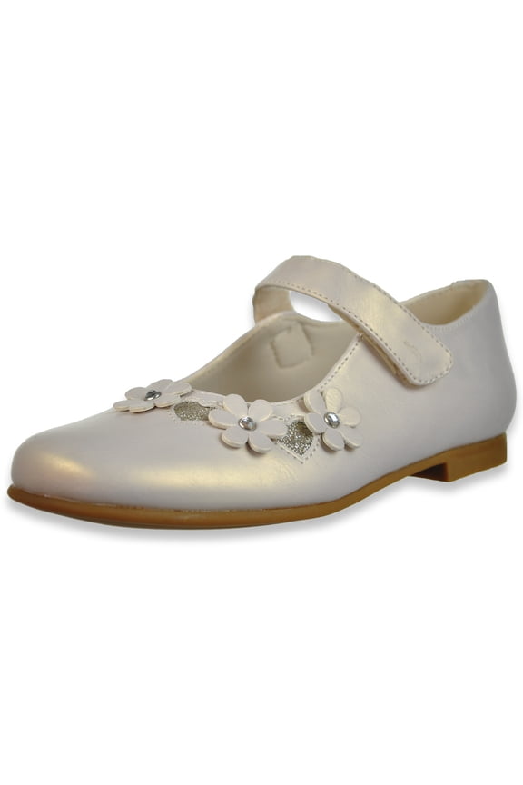Rachel Girls' Rose Mary Jane Flat Shoes - beige, 9 toddler