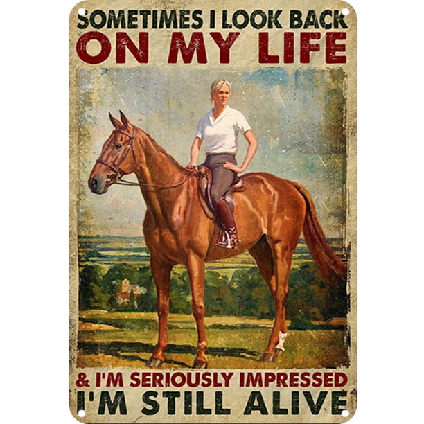Placa Metal para Montar A Caballo Pintura Hierro Rectangular Arte La Pared 20x30 Cm