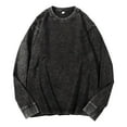thumbnail image 2 of YNGKMEA Men's Oversized T Shirts Long Sleeve Retro Distressed Pullover Shirts Crewneck Vintage Acid Wash Tshirts 2025 Fall Comfort Colors Sweatshirt Black L, 2 of 5