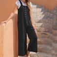 thumbnail image 4 of Women's Summer Sleeveless Bib Overalls Button Casual Loose Baggy Wide Leg Jumpsuits Romper with Pockets Womens Clothes, 4 of 7