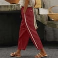 thumbnail image 2 of cfhntfmh Women Casual Lightweight Pants Drawstring Lace Side Eyelet Pants with Pockets Trendy Cropped Beach Pants, 2 of 6