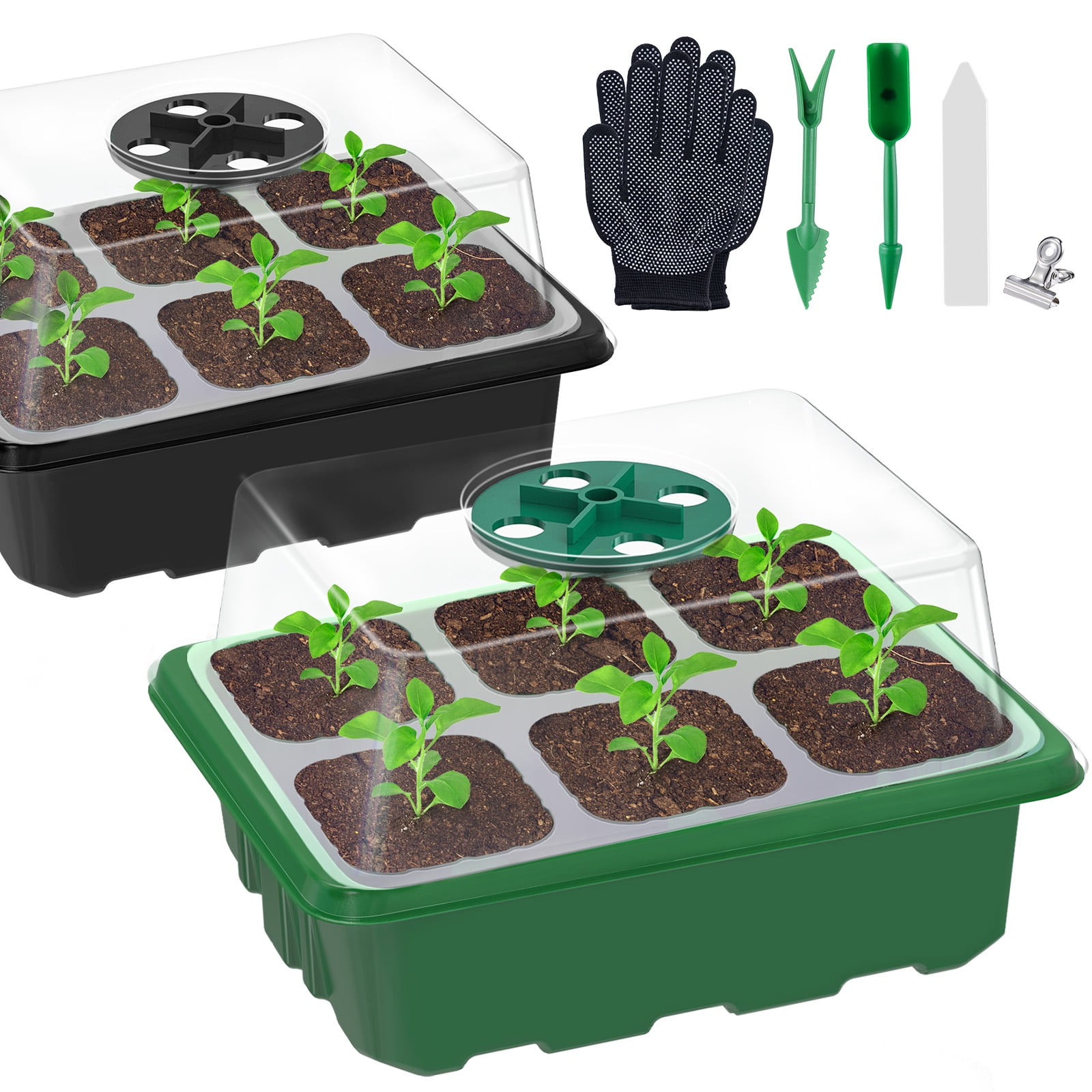 Seed Starter Tray Plant Germination Box 6 & 12 Cells for Seed Starting Cloning 