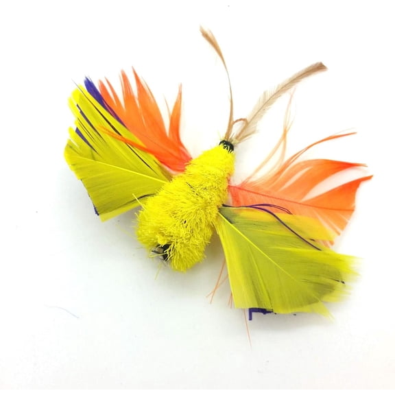 Kat Fly 2 Inch Handmade Cat Toy Teaser Wand Refill Butterfly - Yellow Natural Material Toy