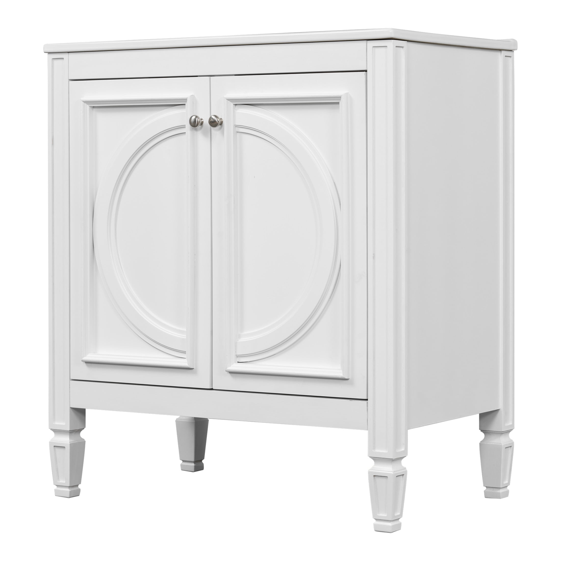GDF Studio Vintage 30" Bathroom Vanity with Ceramic Sink, Soft-Close Door, and Ample Storage, White
