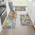 thumbnail image 3 of YIMEIS Festival tiles Fall Kitchen Rugs Non Skid Washable Area Carpet [Made in USA], Multi - 3 Pcs 16''*24''/20''*32''/47''*18'', 3 of 10