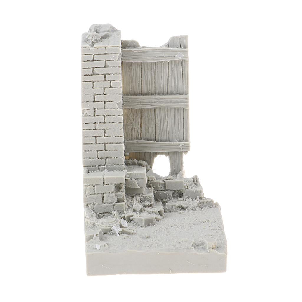 Collectible Unpainted   Battlefiled Base Ruin Wall Model Sculpture DIY #3 