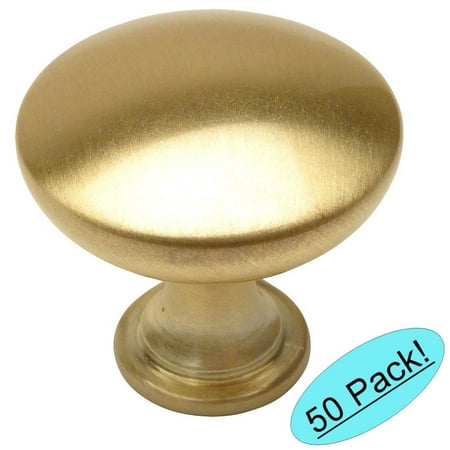 Solid Brass Round Knob Cabinet Cosmas 5305BB Brushed Brass Traditional Round Solid Cabinet Hardware Knob - 1-1/4