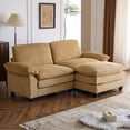 thumbnail image 6 of Ktaxon 86" W Sectional Convertible Sofa L Shaped Modular Couch with Chaise Corduroy Sleeper Set with 2 Oversized Seats Khaki, 6 of 8