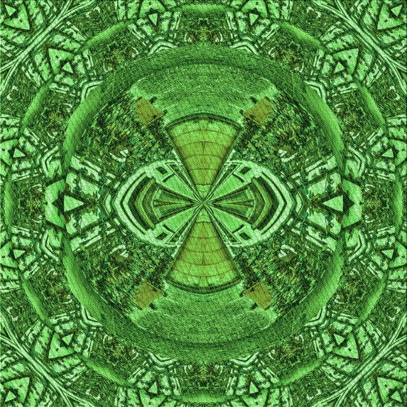 Ahgly Company Indoor Square Patterned Deep Emerald Green Area Rugs, 4' Square