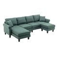 thumbnail image 4 of Convertible Sectional Sofa, L-Shaped Couch with Soft Seat and Modern Cotton Fabric for Small Space, Living Room Settee with Comfortable Backrest, Emerald, 4 of 7