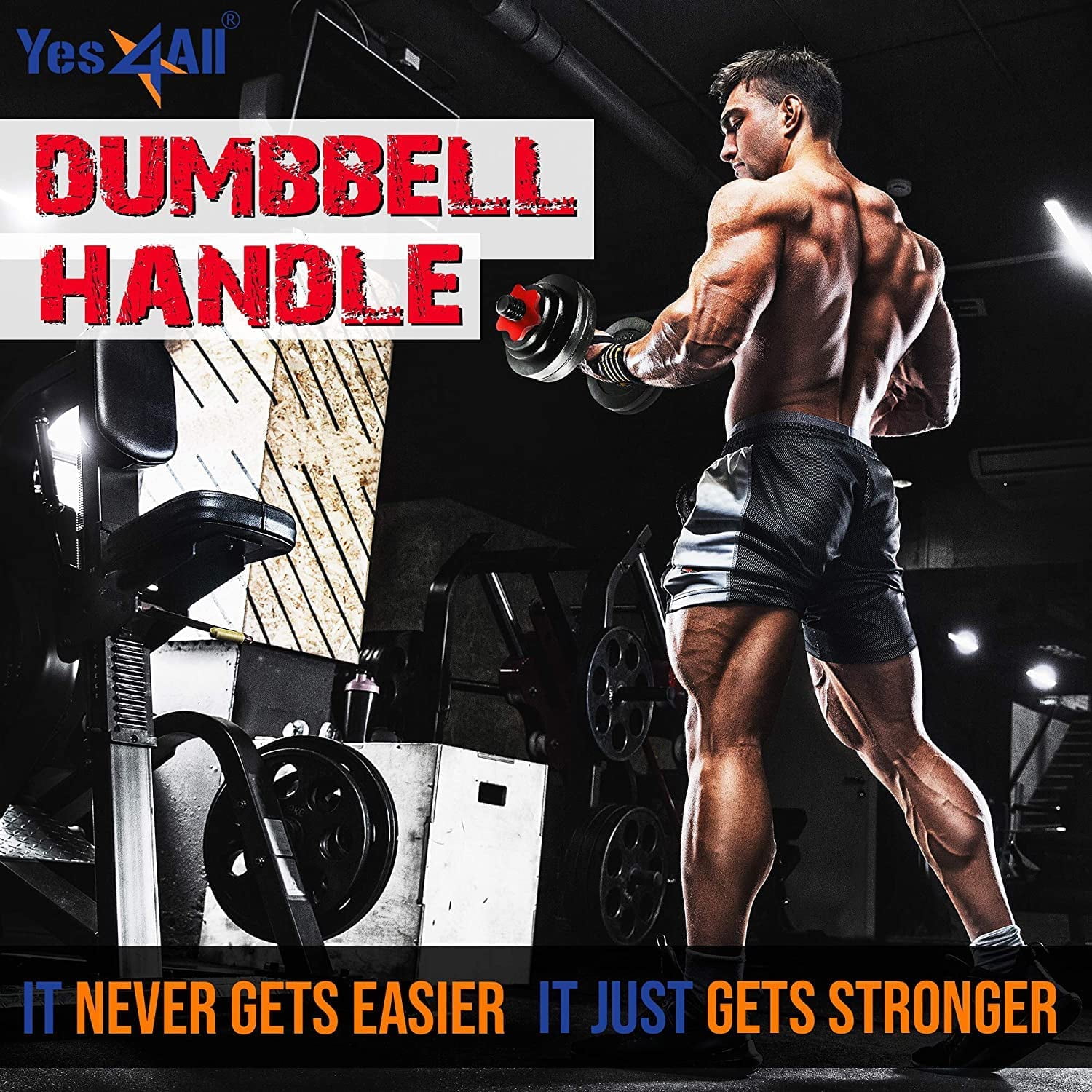 Yes4All 1.15 inch Adjustable Dumbbell Bar, Dumbbell Handle, Black, Pair