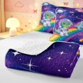 thumbnail image 4 of Manfei Space Astronaut Dino Animals Twin Quilt Set,Neon Stars Rainbow Twin Coverlet Set,Blue Pink,2 Pieces,1 Bedspread and 1 Pillowcase, 4 of 7