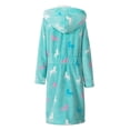 thumbnail image 2 of HOMESWEE Girls Fleece Bathrobe Hooded Kids Sleep Robe Flannel Sleepwear Soft Fuzzy Robes(Green, 8-9), 2 of 6