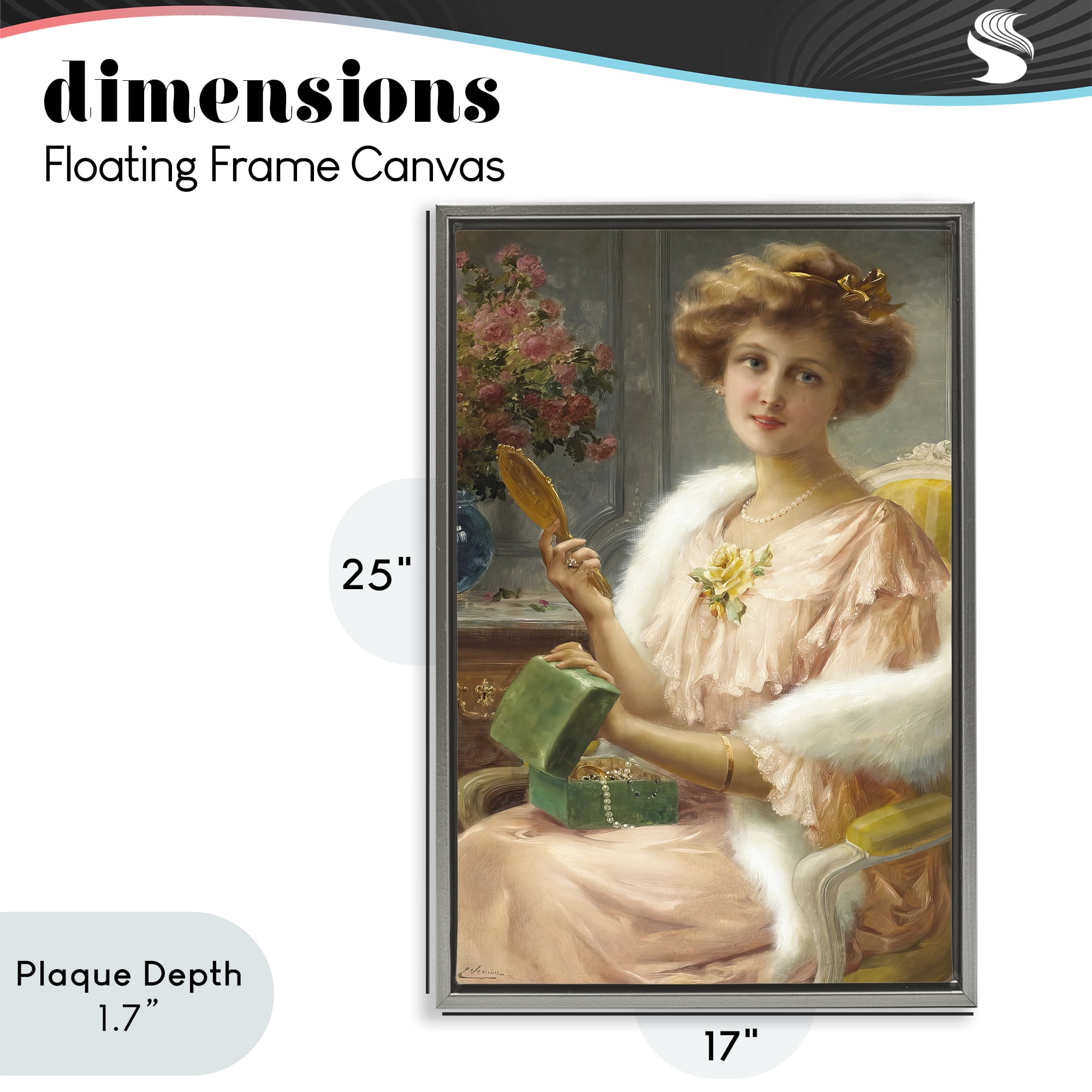 Stupell Industries Young Lady with Mirror Gray Framed Floater Canvas Wall Art, design by Tina LeCour