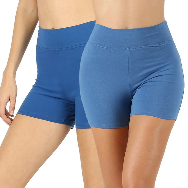 TheLovely - Womens & Plus Soft Cotton Stretch High Waist Sports Short Pants with Wide Waist Band