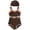 Coffee-3, variant on Girls Swimsuit Ruffle Trim 1 Piece Swimming Suits Quick Dry Summer Swimwear with Swim Cap Kids Swimsuits for Girls 6-7 Years