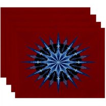 Simply Daisy 18" x 14" Sea Wheel Geometric Print Placemats, Set of 4