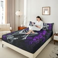 thumbnail image 4 of Castle Fairy Female Men Gothic Skeleton Twin Sheet Sets 3pcs,Purple Floral Rose Twin Fitted Sheet Microfiber,Happy Valentine's Day Breathable Flat Sheet,Ultra Soft Home Decor, 4 of 7