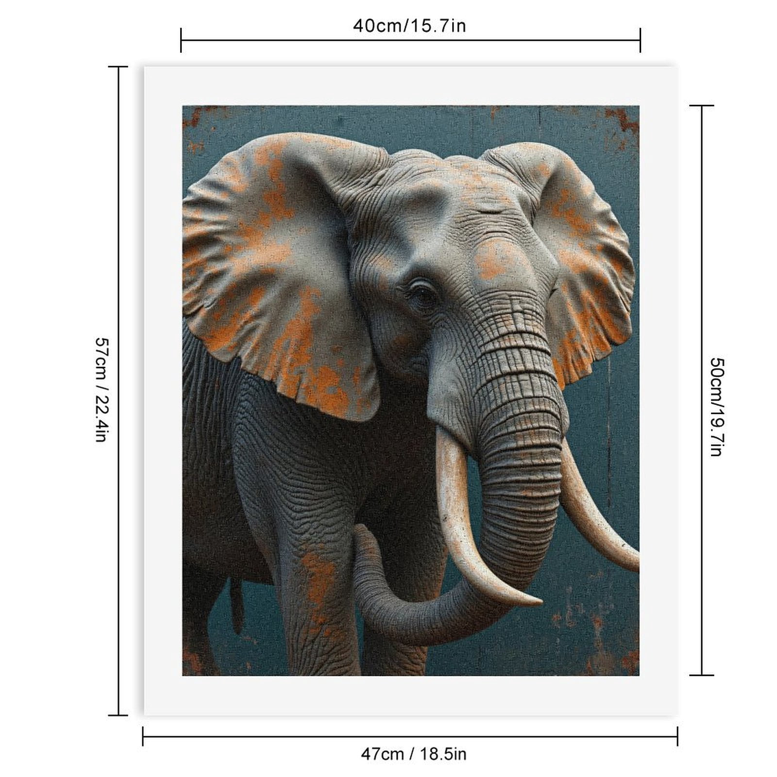 Paint By Numbers Kit for Adults Beginner - DIY Elephant With Textured Ears Canvas Painting Kits for Adults, Frameless Paint By Number for Adults for Home Wall Decor 16x20 Inch