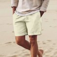 thumbnail image 5 of Mens Casual Cotton Linen Casual Elastic Waist Drawstring Lightweight Summer Beach Vacation Yoga Golf Shorts with Pockets Beige L, 5 of 5