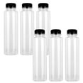 thumbnail image 4 of FELTECHELECTR 6 botellas de plástico de grado alimenticio de 360 ml para bebidas, vacías, con tapas negras, transparentes., 4 of 7
