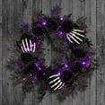 thumbnail image 2 of 24 in. Artificial Bad to the Bone Halloween Wreath, 30 Purple LED Lights, Battery Operated, Timer, 2 of 4