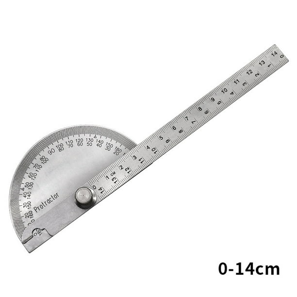 Transportador de ángulos, cabeza cuadrada de acero inoxidable, buscador de regla de ángulo 0-180°, regla de carpintería de 14cm, herramienta de medición de ángulo