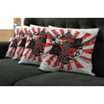 thumbnail image 2 of Ambesonne Japanese Throw Pillow Cover 4 Pack, Ai o Samurai Fight, 18", Orange Black White, 2 of 6