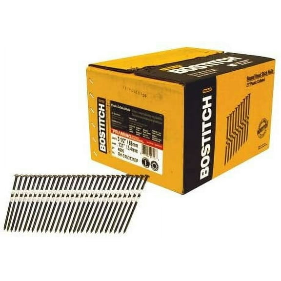 BOSTITCH Framing Nails, Round Head, 21-Degree, Plastic Collated, 3-1/2-Inch x 1/8-Inch, 4000-Pack RH-S16D131EP