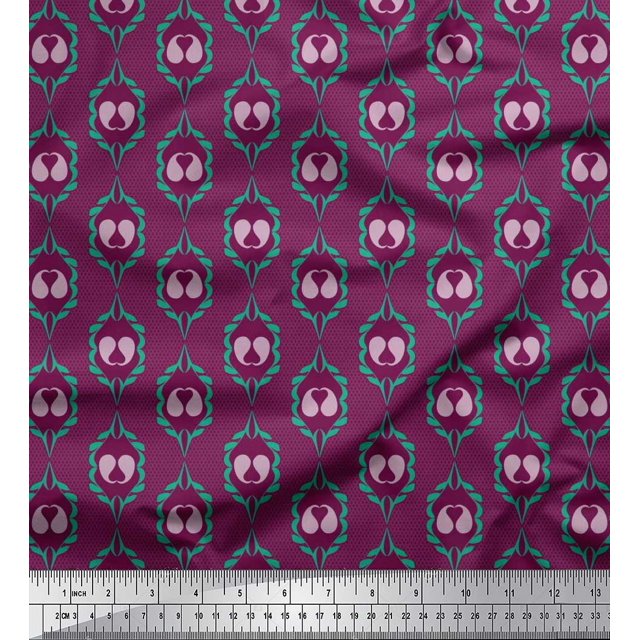 Soimoi Poly Georgette Fabric Check,Paisley & Ogee Damask Fabric Prints By Yard 42 Inch Wide
