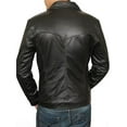 thumbnail image 3 of Men's Genuine Lambskin Leather Jacket Biker Soft Stylish Blue Motorcycle Jacket A031, 3 of 4