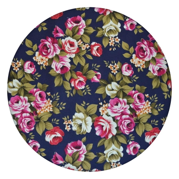 Round Fitted Tablecloth with Elastic Edges Fits 36"-44" Round Tables Pioneer Colorful Floral Waterproof Table Cover Washable Indoor and Outdoor for Party Kitchen Dinner Banquet Patio Picnic