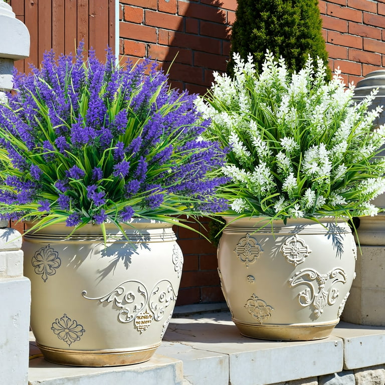 Scidweet 20 Bundles Artificial Lavender Plants Outdoors, Fake Flowers Faux  Plant Spring Summer Decoration for Home Garden, Purple