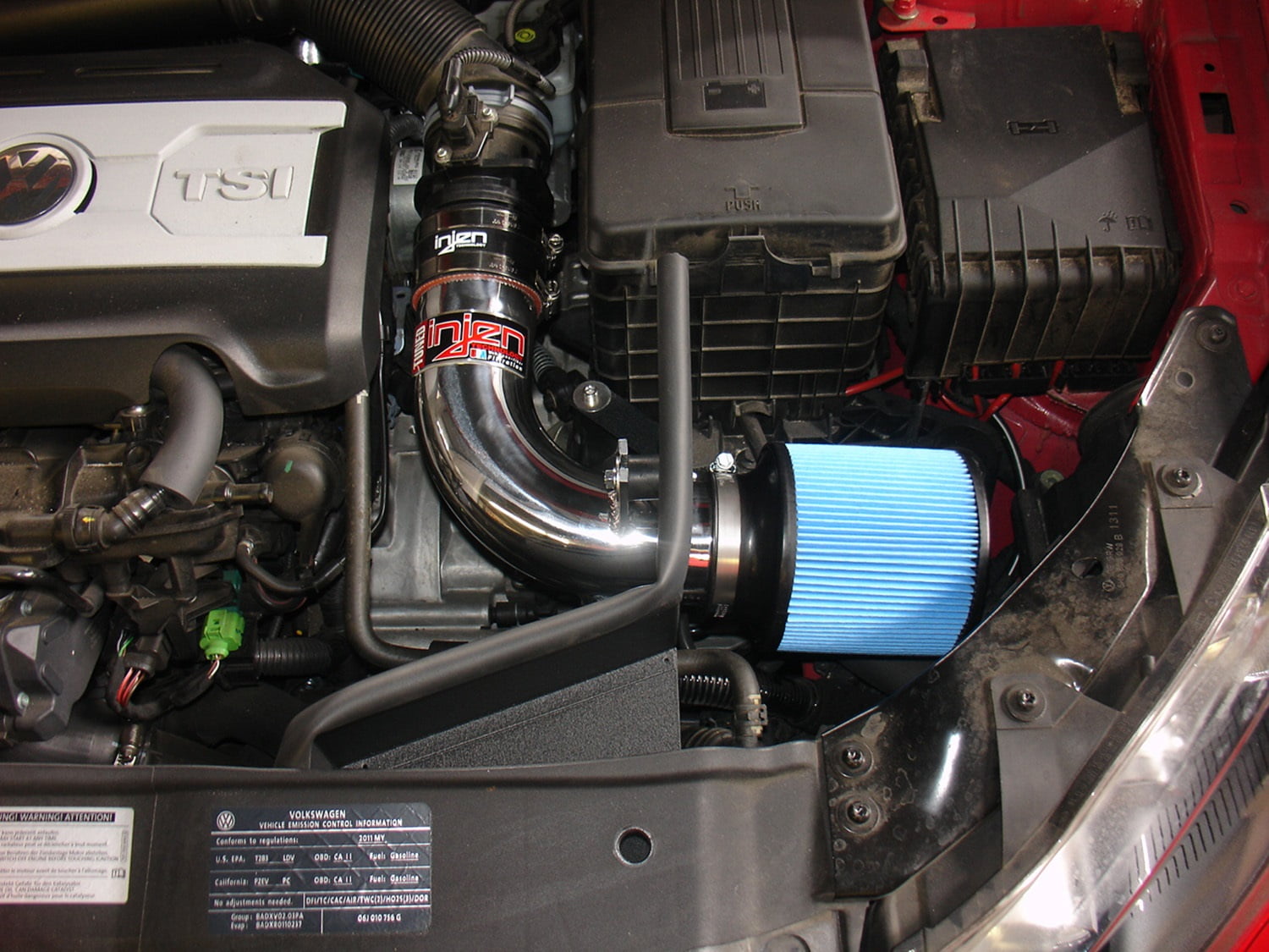 Injen 10-12 VW MK6 GTI 2.0L TSI Black Short Ram Intake w/ Heat Shield Fits select: 2021 TOYOTA TUNDRA DOUBLE CAB SR/SR5, 2010-2013 VOLKSWAGEN GTI