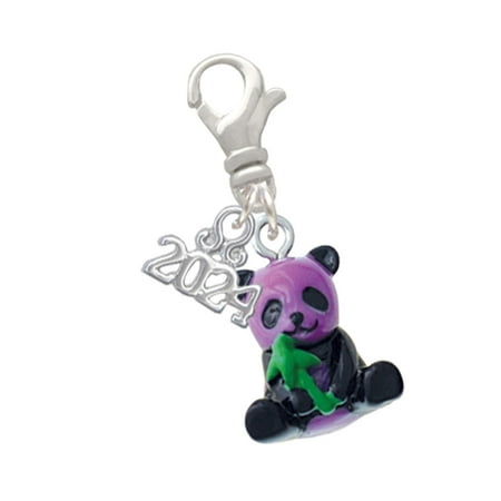 Delight Jewelry Resin Purple Panda Bear - Clip on Charm with Year 2024