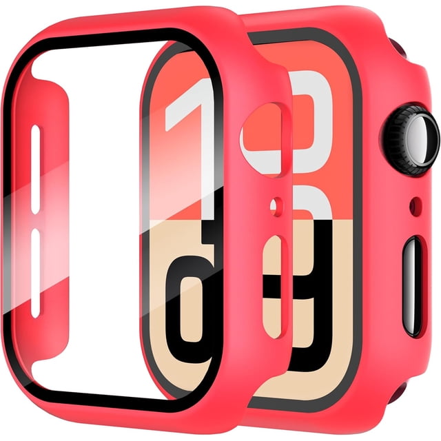 Yanonmyfd 2 Piezas Funda para Apple Watch Series 6/5/4/SE 3/SE 2/SE 40mm Protector Pantalla Vidrio Templado Incorporado,HD Protección Completa PC Dura Estuche Protective Case,Transparente,40mm