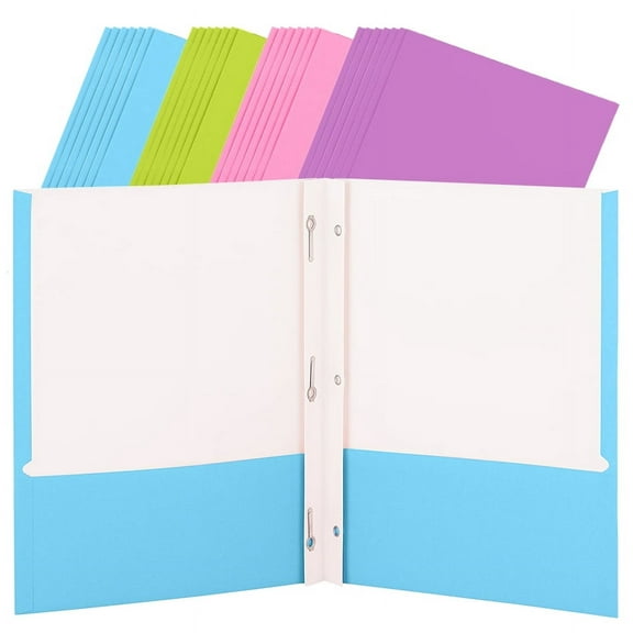 Emraw 2 Pocket with Three Prong Fastener File Portfolio Folder (6-Pack)