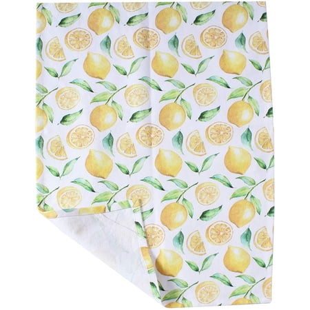 MHAWBL-Lemon Yellow Printed Cotton Kitchen Towel Set - Absorbent Multi Purpose Kitchen Linen - 4 Drying Dish Hand Towels 20x28