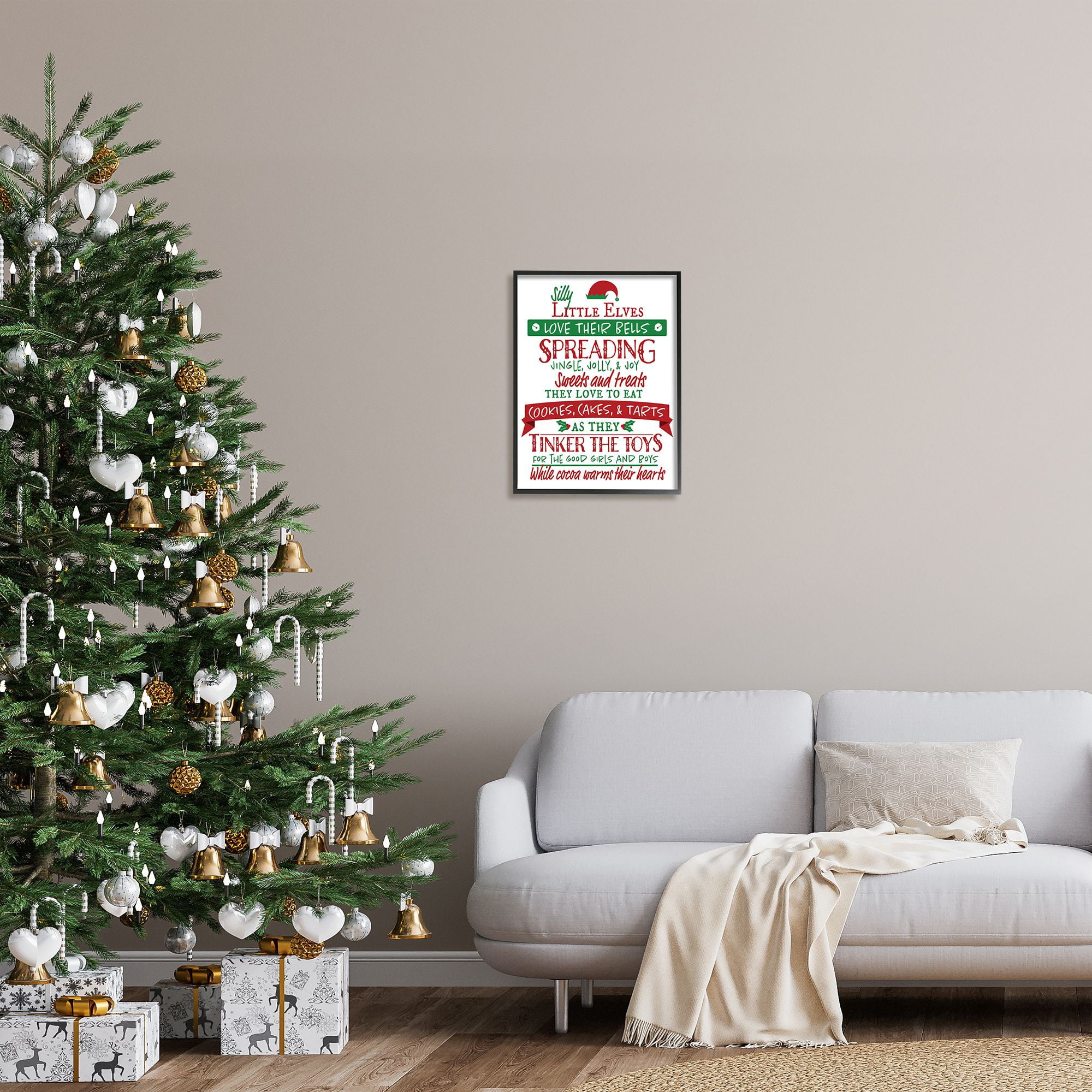 Stupell Indtries Silly Little Elves List Festive Christmas Phrases,16 x 20,Design by Hugo Edwins