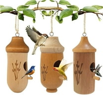 3Pcs Natural Wood Hummingbird House,Hummingbird Houses on clearance for Outside Hanging Hummingbird Nest for Nesting