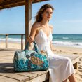 thumbnail image 5 of Twfbrm Quilted Duffle Bag, Beach Style Turtle Pattern Embroidered Weekender Bag with Handle, Large Capacity Luggage Bag Lightweight Carry On Tote & Gym Bag Travel Overnight Bag for Women Men, 5 of 6