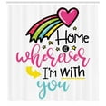 thumbnail image 3 of Saying Shower Curtain, Design Home is Wherever Im with You Saying Rainbow Heart and Stars, Fabric Bathroom Set with Hooks, 69W X 84L Inches Extra Long, Multicolor, by Ambesonne, 3 of 3