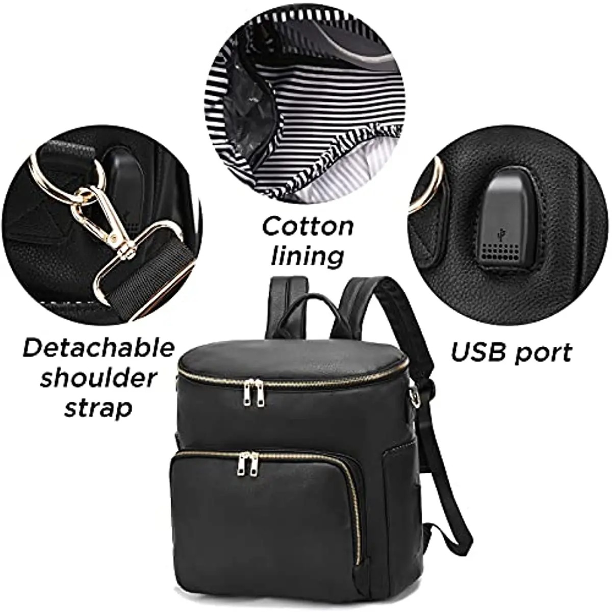 RsenFremior Diaper Bag Backpack Leather Backpack for Women Travel Backpack Baby Bag Large with Troller Straps Capacity for Wet Clothes