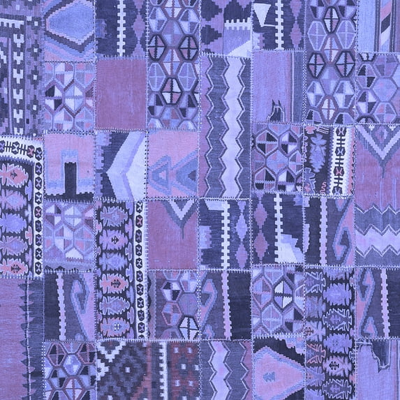 Ahgly Company Indoor Square Patchwork Blue Transitional Area Rugs, 4' Square