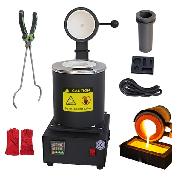 Kagrote 2100°F Portable Metal Foundry Kit with Accessories Set, 3KG 1500W Metal Melting Furnace for Jewelry Making, Includes Graphite Crucible, Clamp & Oil Tank