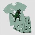 thumbnail image 2 of TOWED22 Toddler Kid Boy Clothes Colorblock Letter Graphic Tee Shorts 2PC Summer Outfit Set(Dark Green,6-7 Years), 2 of 4