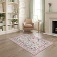 thumbnail image 2 of ODIKA 4'x6' Washable Area Rug Non-Slip, Chair-Friendly, Flatwoven Rug Pink Delicate Vine Whimsical Scattered Polka Dot Motifs Boho for Home Office, Under Desk, 2 of 7