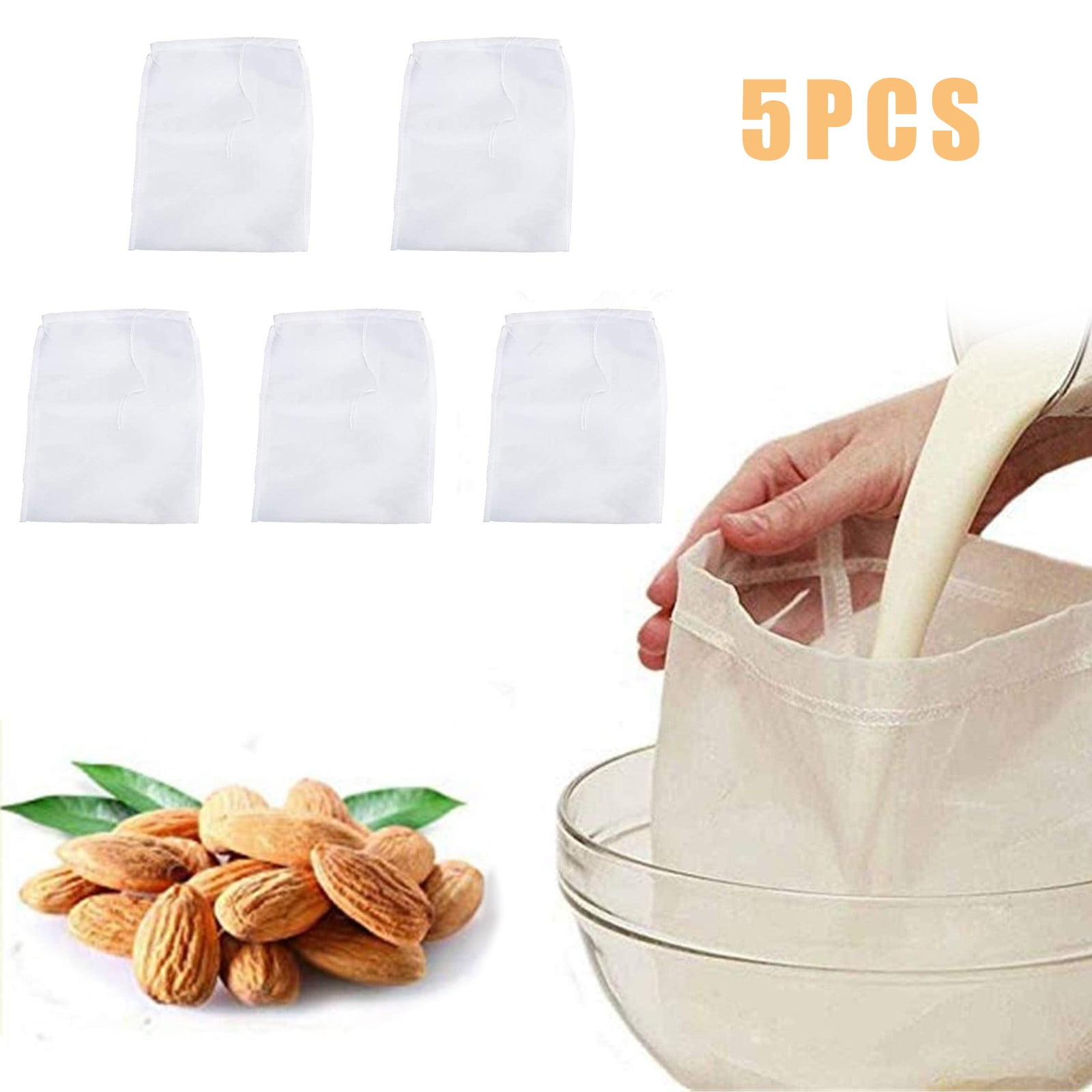 Lolmot 5PCS Pro Quality Nut Milk Bag Reusable Milk Bag All Purpose Food Strainer Walmart