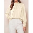 thumbnail image 3 of PRETTYGARDEN Satin Tops for Women Mock Neck Pleated Long Sleeve Shirts | Wrinkle Resistant Silky Blouses,Dressy Casual Fall Clothes,Versatile Business Casual Oufits,Fashion Clothing, 3 of 8